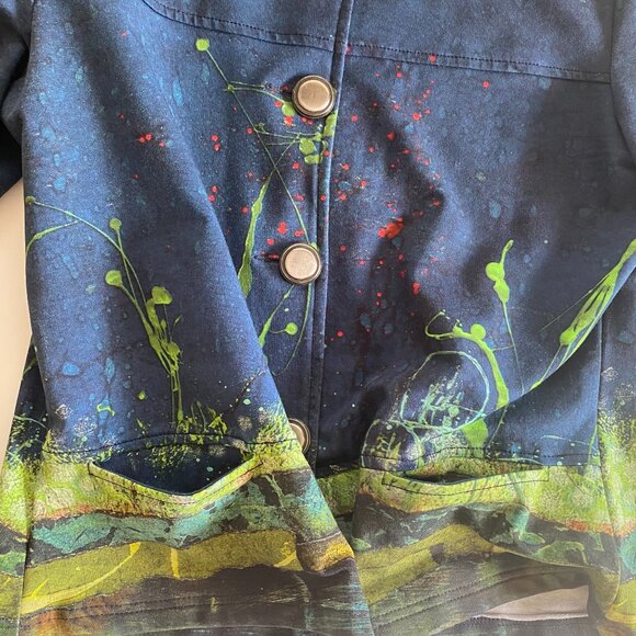 Simply Art Dolcezza Blue Green Fall Button Up Jacket S M - Picture 6 of 13